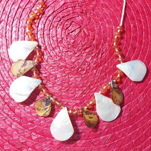 Handmade Abalone Seashell with Crystal Beads Necklace